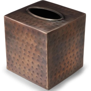 Caja de pañuelos metálica de diseño moderno y calidad premium, estilo antiguo martillado, accesorios de baño, recién llegada. - Product Image 1