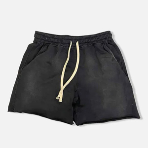 Shorts de sport pour homme personnalisés, violets, en coton molletonné épais, style vintage délavé, vente en gros - Product Image 1