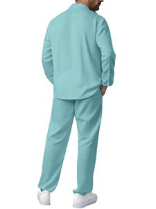 Ensemble de costume noir uni pour homme, élégant et décontracté, en polyester tissé, deux pièces, pour l'automne, ensemble deux pièces tendance pour homme, de qualité supérieure, assorti - Product Image 4