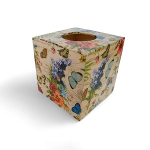 Boîte à mouchoirs en bois de forme rectangulaire avec motif floral, durable et portable, pour hôtel - Product Image 1