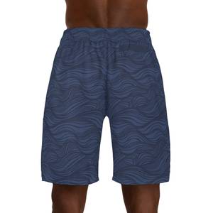 Shorts de Playa para Hombre, Color Azul Marino, con Estampado de Ondas, Cintura Elástica, Secado Rápido, Estilo Casual, Sublimación - Product Image 2