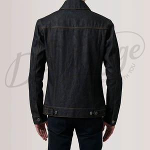 Veste en jean noire classique pour homme, boutonnée, manches longues, vêtement décontracté, vêtement d'extérieur - Product Image 3