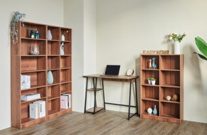 Walnut Color 12-Grid Storage Organizer Wood Bookshelf <b>Bookcase</b> - Product Image 5