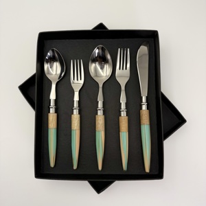 Ensemble de couverts en acier inoxydable de haute qualité avec manche en résine, élégants ustensiles de table pour la maison et l'hôtellerie - Product Image 2