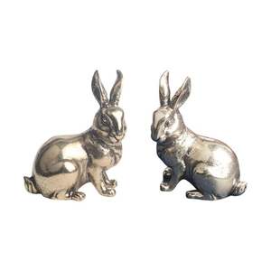Sculpture de lapin rustique en aluminium moulé, statue d'animal en métal décorative pour jardin, patio, pelouse et accent de maison - Product Image 2