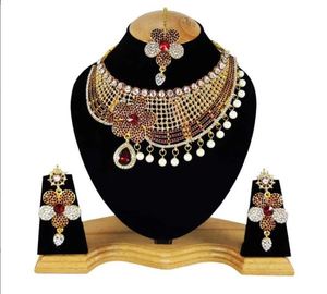 Copper Zircon Vintage Flower Artificial Jewelry Set Women Engagement Anniversary Wedding Bridal Party Necklace Earrings - Product Image 3