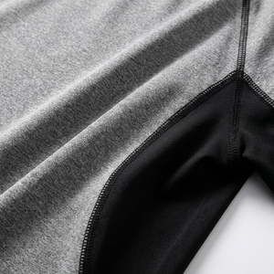T-shirt de compression à manches courtes pour homme, gris et noir, à blocs de couleur, séchage rapide, en Spandex et Polyester, pour l'entraînement, taille adulte - Product Image 3