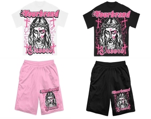 Summer Cotton Acid Washed Streetwear <b>Shorts</b> <b>and</b> <b>t</b> <b>Shirts</b> Set Hemming Customized Digital Printing Patterns <b>T</b>-<b>shirts</b> Set for <b>Men</b> - Product Image 1