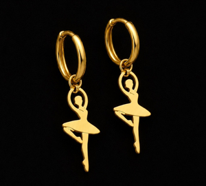Pendientes de Aro con Diseño de Bailarina en Plata de Ley 925 Chapados en Oro, Joyería Colgante Linda para Mujer, Accesorio de Moda para Uso Diario - Product Image 3