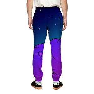 Pantalones Deportivos Estampados para Hombre, Diseño de Galaxia Cósmica, Cintura Elástica con Cordón, Joggers Casuales, Sublimación en Morado y Azul - Product Image 2