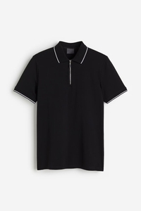 Polo pour homme à fermeture éclair sur le devant, manches courtes, décontracté, uni, tricoté, de haute qualité, respirant, vêtements décontractés d'été pour homme - Product Image 5