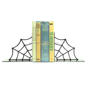 Sujetadores ajustables de Metal cubierto para decoración de escritorio, sujetadores creativos con diseño de tela de araña para libros, Color negro