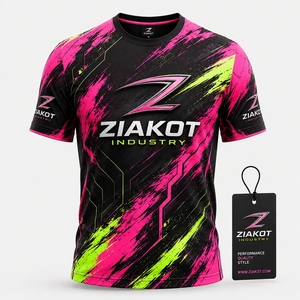 ZIAKOT industry New design Men's Custom Tie Dye White-Light Blue 3D Performance <b>T</b>-<b>Shirt</b> - Product Image 4