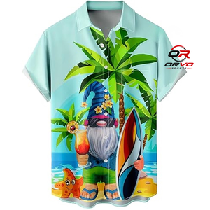 ORVO Sports <b>Men</b> <b>Hawaiian</b> <b>Shirt</b> Knitted 100% Polyester 140g Short Sleeve Turn Collar Parrot Print Casual Summer Beach Wear - Product Image 5