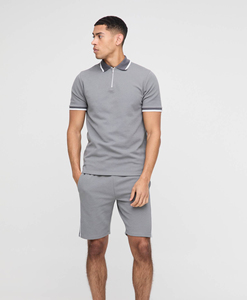 <b>Knitted</b> Polyester / Cotton Casual Men's T-Shirt <b>Set</b> OEM Men's Summer Crew Neck 2 Piece Outfit T-Shirt Shorts <b>Set</b> Fashion - Product Image 1