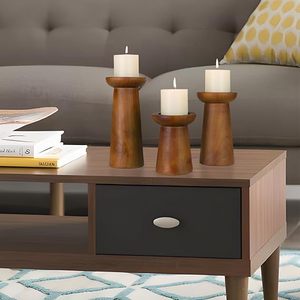 Juego de Portavelas de Madera Hechos a Mano, Rústicos y Decorativos para Mesa, para Decoración del Hogar y Bodas - Product Image 2