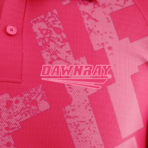 เสื้อเทนนิสแขนสั้นผู้ชาย Dawnray สีแดง ลายเรขาคณิต พิมพ์ลายแบบ Sublimation ผ้าโพลีเอสเตอร์ 120 กรัม ระบายเหงื่อได้ดี ติดกระดุม ทรงปกติ - Product Image 5