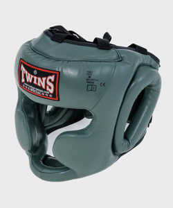 Último Modelo de Protector de Cabeza para Entrenamiento de Kickboxing, Color Verde Militar, Cuero Vacuno Genuino, Diseño Abierto, para Muay Thai - Product Image 4