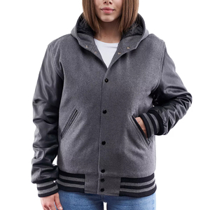 Veste universitaire longue à capuche pour femme, style décontracté, sport, baseball, avec capuche, collection hiver, très populaire - Product Image 1