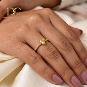 แหวนผู้หญิงคุณภาพสูง ทองคำแท้ 14KT ประดับเพชรเลี้ยงในห้องปฏิบัติการและไพลินสีเหลือง ดีไซน์เรียบหรู รับรองโดย IGI เครื่องประดับชั้นดี - Product Image 5