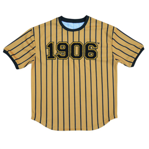 Camiseta de Béisbol Vintage a Rayas de Malla, Estilo 1906, Bordada en la Parte Delantera, Cuello Redondo, Manga Corta, Estilo Adulto, Poliéster Transpirable - Product Image 1