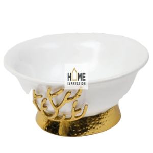Cuenco decorativo de Metal blanco y dorado de primera calidad, vajilla de diseñador maravillosa, cuencos para servir postres y comida para uso en el comedor del hogar - Product Image 1