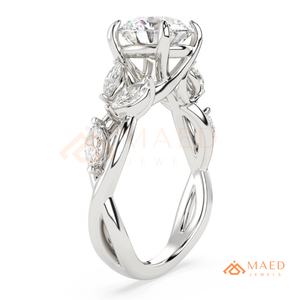 925 Sterling Silver Round Cut Moissanite Engagement Ring Leaf Vine Wedding Ring Luxury Bridal Jewelry USA <b>Gift</b> for Women - Product Image 6