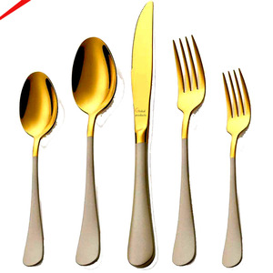 Juego de cubiertos vintage hechos a mano en metal repujado para restaurante, cocina, bodas, cuchillo, tenedor y cuchara dorados. - Product Image 3