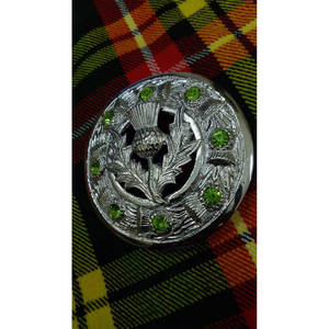 Broche de Kilt con Diseño de Trébol, Acabado Cromado, Piedra Verde Irlandesa, 3 Pulgadas, para Damas - Product Image 5
