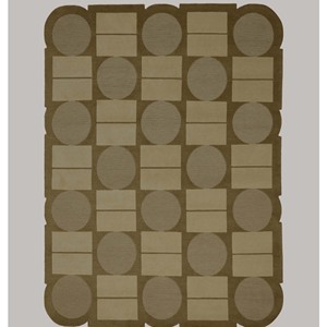 Tapis géométrique moderne en laine/coton tufté à la main, antidérapant, motif abstrait cercle carré, contemporain pour salon, chambre, maison - Product Image 1