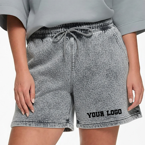 Shorts amples respirants style streetwear délavés à l'acide pour femmes, prix de gros abordable, avec logo brodé personnalisé, shorts hip-hop - Product Image 4