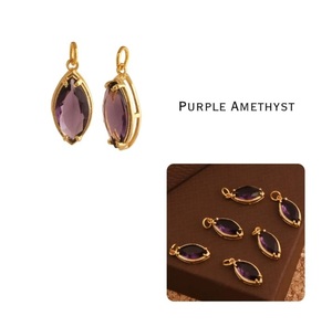 Breloques en quartz améthyste marquise DIY en gros - Pendentifs en cristal plaqué or - Fournitures de fabrication de bijoux faits main DIY - Product Image 1