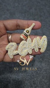 Pendentif Hip Hop en argent 925 plaqué or, style Remy, avec moissanite VVS1 et chaîne à maillons, pour homme et femme, idéal pour mariage et fiançailles - Product Image 3