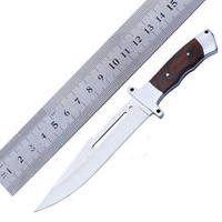 Couteau de chasse Bowie de qualité supérieure, de qualité industrielle, écologique, en acier inoxydable, avec manche en bois et étui en cuir, OEM, à lame fixe