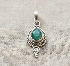 Natural <b>Emerald</b> Pear Shape Handmade 925 Sterling Silver <b>Pendant</b> Rose Gold Yellow Gold Plated Vintage Jewelry Anniversary Gift - Product Image 6