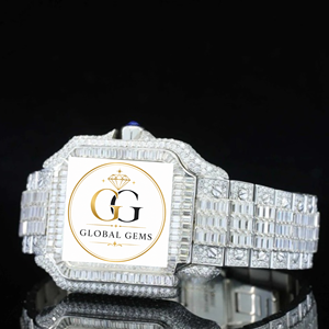 Reloj de alta calidad con incrustaciones de diamantes moissanita y números arábigos para hombre, colección de lujo disponible a buen precio. - Product Image 2