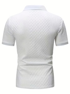 เสื้อเชิ้ตแขนสั้นคอปกถักเนื้อผ้าเรียบหรูสำหรับผู้ชาย สวมใส่สบาย ระบายอากาศได้ดี เหมาะสำหรับฤดูร้อน แฟชั่นเสื้อเชิ้ตสำหรับผู้ค้าส่ง - Product Image 6