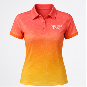 Polo Personalizado para Mujer con Degradado de Naranja Coral y Amarillo, de Secado Rápido, Transpirable, Manga Corta, Uniforme de Golf de Alto Rendimiento WPS-0791 - Product Image 1