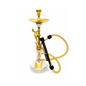 Ensemble de chicha miniature de luxe de haute qualité en laiton massif égyptien doré, finition laquée, sculpté en forme de double dinosaure - Product Image 1