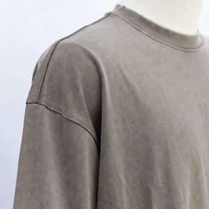 Camiseta de Manga Larga para Hombre, Corte Holgado, Hombros Caídos, Algodón y Felpa, Estilo Casual Urbano, Moderna, Transpirable y de Secado Rápido - Product Image 1