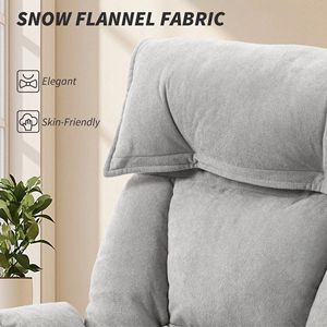 Chaise de bureau à dossier haut gris taupe clair, chaise de bureau inclinable avec repose-pieds, mousse PU haute résilience, roulettes, base en nylon - Product Image 6