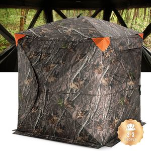 Tenda da caccia resiliente portatile a 270 gradi a terra cieca 3 finestre orizzontali Pop cervo cieco per 2-3 persone per la caccia al tacchino - Product Image 1