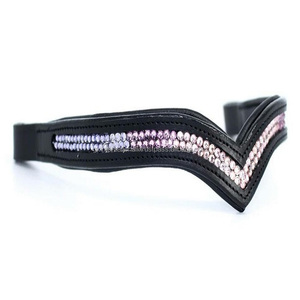 Banda para cejas de caballo ecuestre de cuero ligero de alta calidad con cristales de colores multicolores Diamantes de imitación Banda para cejas de cuero acolchado - Product Image 2