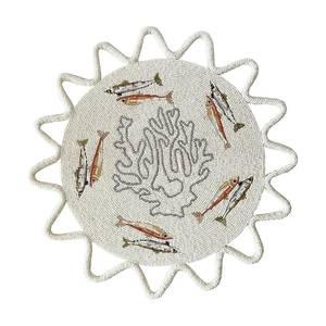 Luxury High End Handmade beaded Placemat 'The Ocean' in <b>White</b> - Product Image 1