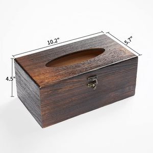 Cubierta Decorativa para Caja de Pañuelos, Hecha a Mano, de Madera de Acacia, con Tapa Abatible, Dispensador de Servilletas de Estilo Clásico - Product Image 2