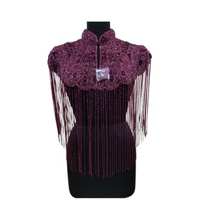 Capa de Lujo 2026 con Diseño Chevron Bordado y Cuentas, 100% Algodón con Malla, para Mujer, Moda, Venta al Por Mayor, Exportación - Product Image 1