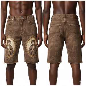 กางเกงยีนส์ขาสั้นเอวกลางสำหรับผู้ชายและผู้หญิง ทรงหลวม สไตล์สตรีทแฟชั่น รุ่น 2026 ขายส่ง - Product Image 1