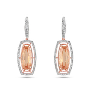 ต่างหูทรงหยดน้ำกรอบคริสตัลสีโรสโกลด์พีช - Product Image 1