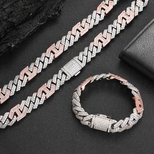 Mens 925 Silver Moissanite Iced Cuban Link Chain Pave Geometric <b>Statement</b> <b>Necklace</b> Luxury Jewellery For Men - Product Image 3