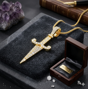 Pendentif unisexe en or massif 14 carats de qualité supérieure, grand poignard avec diamant de laboratoire VVS-VS, breloque exclusive, cadeau idéal pour homme - Product Image 6